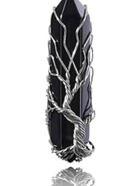 New Healing Necklace Tree of Life Wire Wrapped Natural Stone Point Pendant Gem